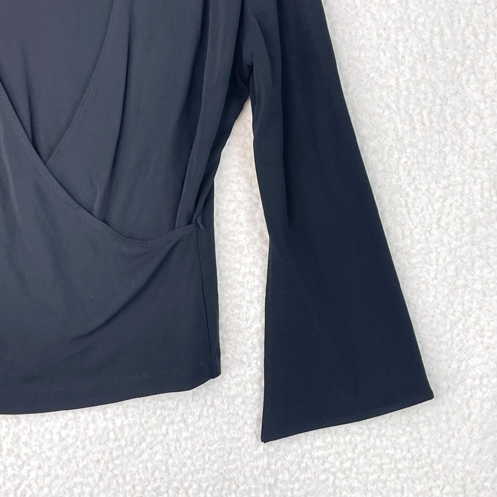 Vintage Citrine Womens Shirt Wrap Front Long Sleeve Solid Black Size 12 Casual Stretch Size XL / US 12-14 / IT 48-50 - 3 Thumbnail