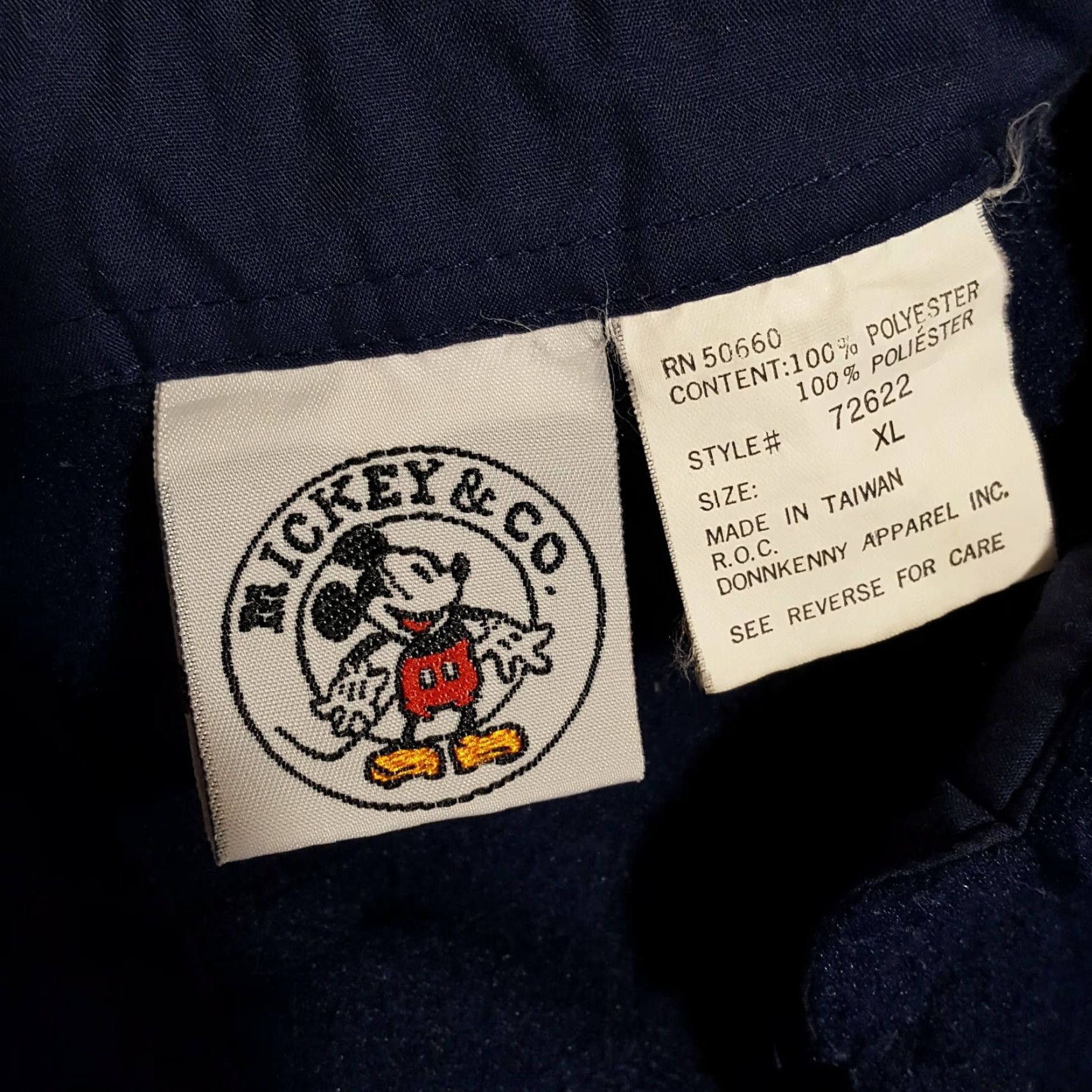 Mickey & Co. VTG 90s Mickey & Co Spell Out Men's Size XL Navy Blue Button Up Collared Dress Shirt Size 46R - 7 Thumbnail