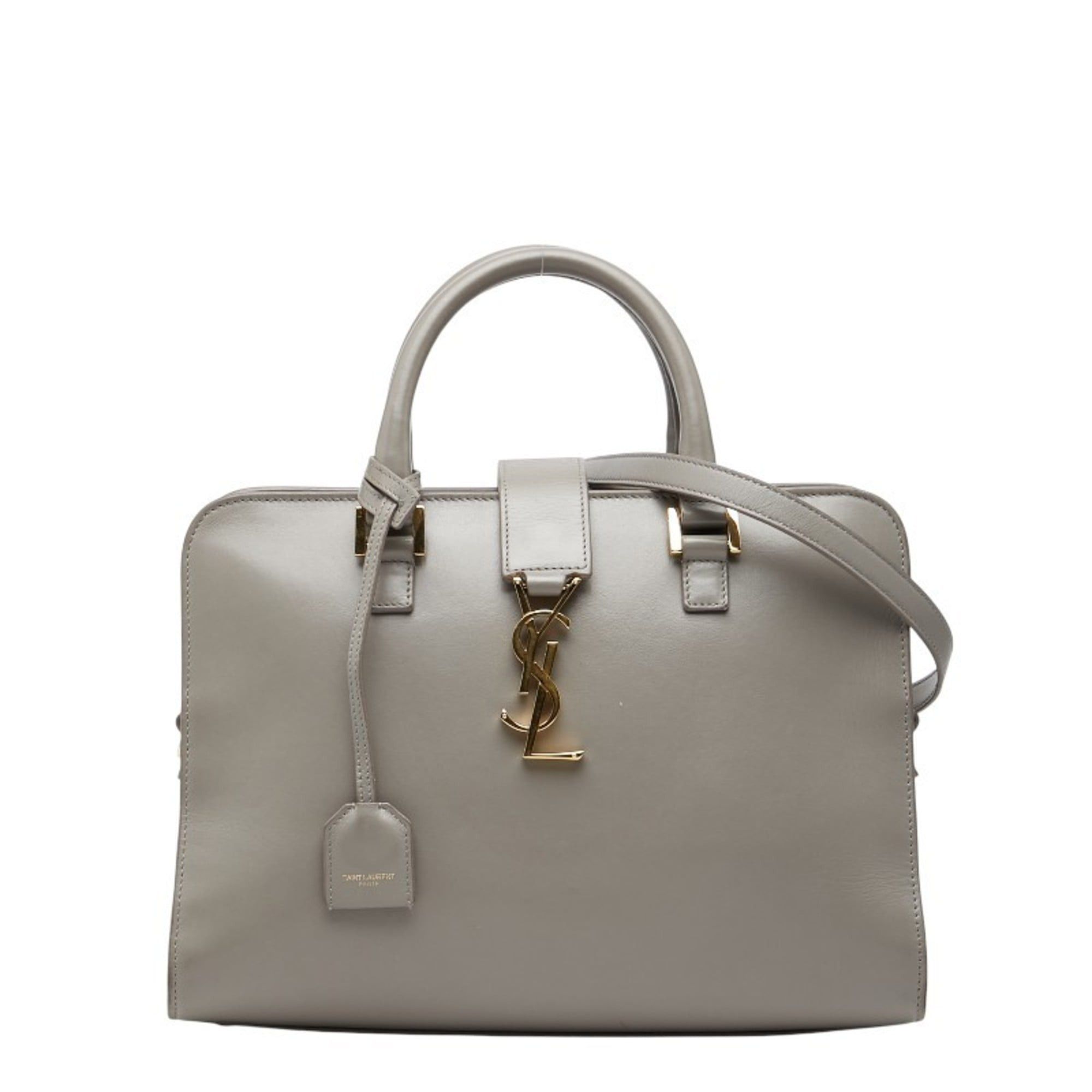 Saint Laurent YSL logo handbag/shoulder bag 2-way gray leather women's SAINT LAURENT