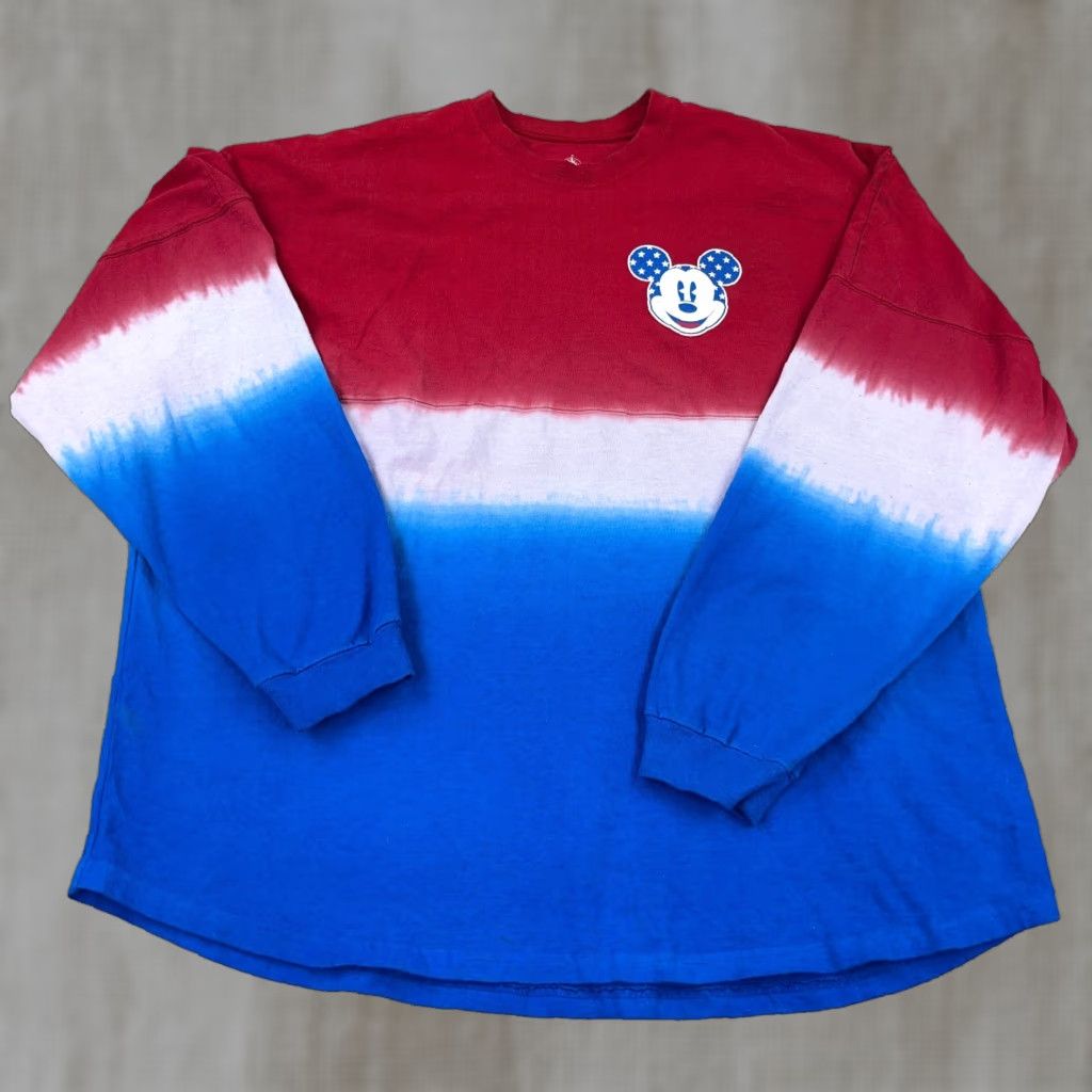 Disney VINTAGE Disney Women XXL Crew Neck T-Shirt Casual Spirit Jersey Red White Blue Mickey Spellout Fall Winter Size XXL / US 16-18 / IT 52-54 - 1 Thumbnail