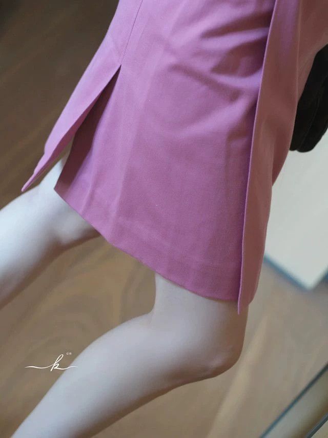 Yves Saint Laurent YSL Vintage Pink Cotton Suit Blazer & Skirt 34 XS/S Size XXS / US 00 / IT 34 - 4 Thumbnail