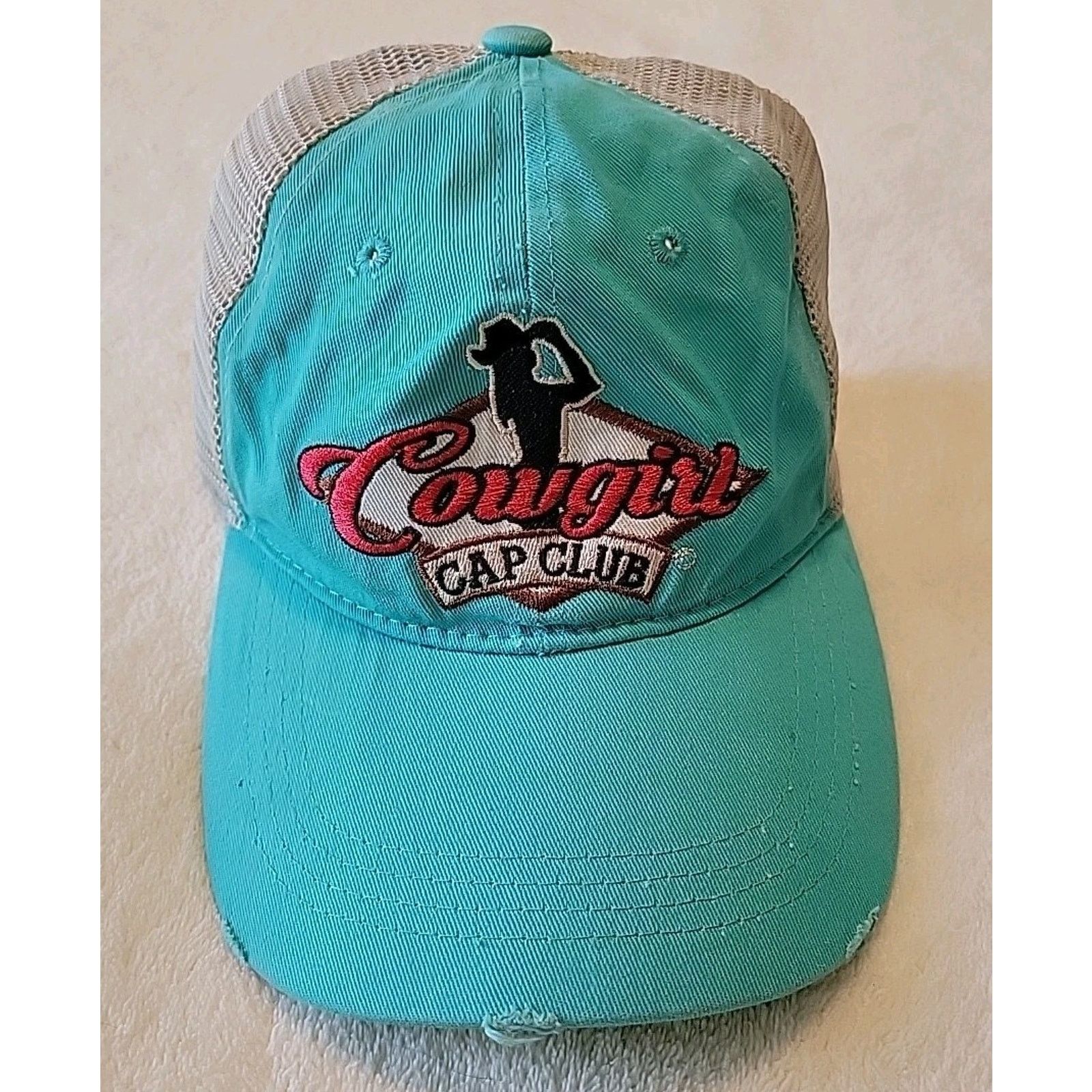 Other Vintage Cowgirl Cap Club Hat Turquoise & Wheat Embroidered Size ONE SIZE - 1 Thumbnail