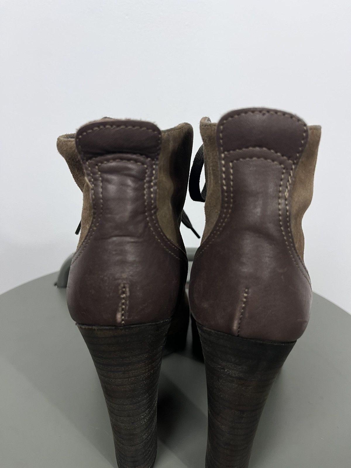 Other Brown Suede Lace-Up Chunky Heel Ankle Boots Lug Sole Size US 7 / IT 37 - 6 Thumbnail
