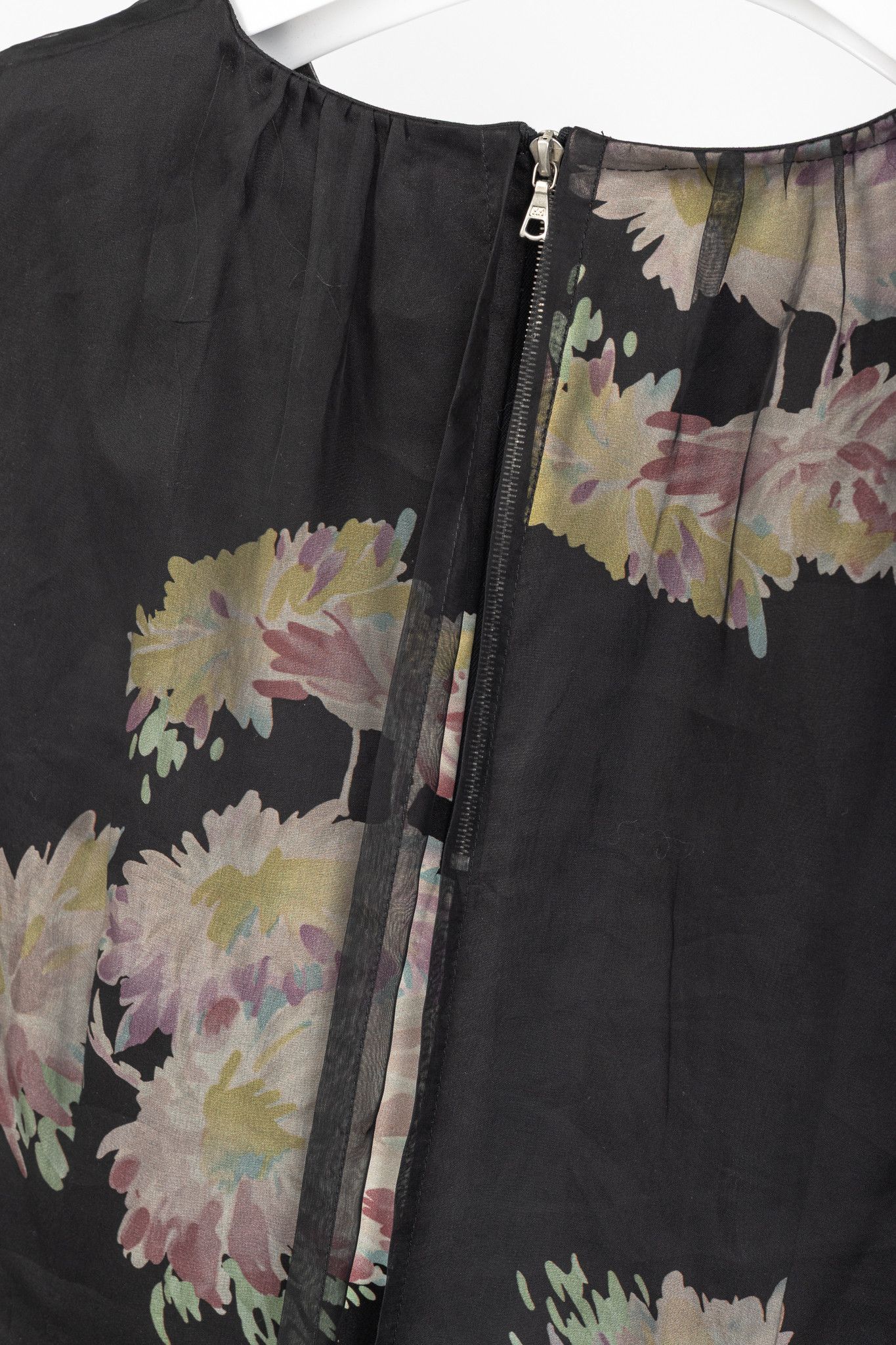 Dries Van Noten Dries Van Noten SS/13 Black Floral Silk-Organza Mini Dress Size M / US 6-8 / IT 42-44 - 7 Thumbnail