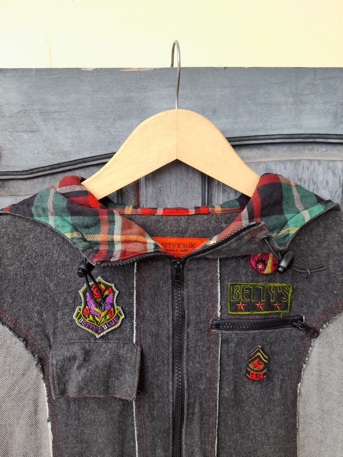 Vintage Vintage Patchwork Utility Hoodie with Lace & Flannel Details Size L / US 10 / IT 46 - 3 Thumbnail