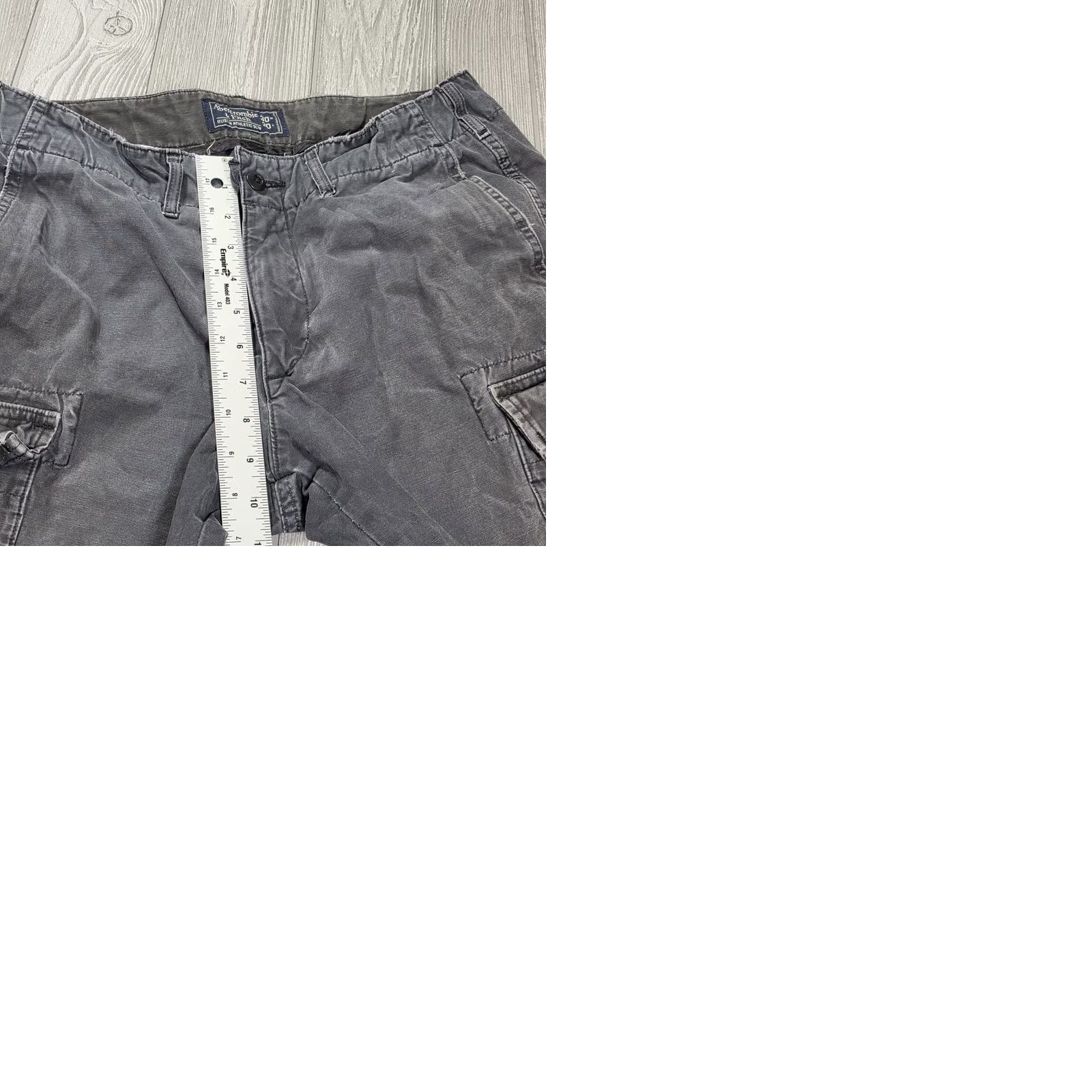 Abercrombie & Fitch Abercrombie & Fitch Slim Skinny Cargo Pants Men 32x28 Distress Fade Gray Canvas Cargo Pocket Zipper Button Embroidered Logo Size US 32 / EU 48 - 10 Thumbnail