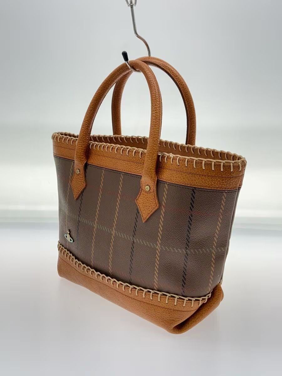 Vivienne Westwood Overlock Stitch Orb Plaid Leather Hand Bag Size ONE SIZE - 2 Thumbnail