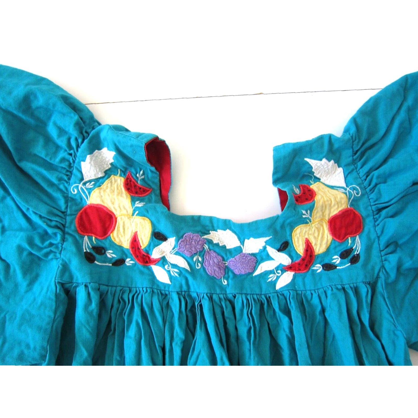 Vintage VINTAGE Lindsey Blake Cotton Blue Embroidered Floral Pocket Long Maxi Kaftan Dress M Size M / US 6-8 / IT 42-44 - 7 Thumbnail