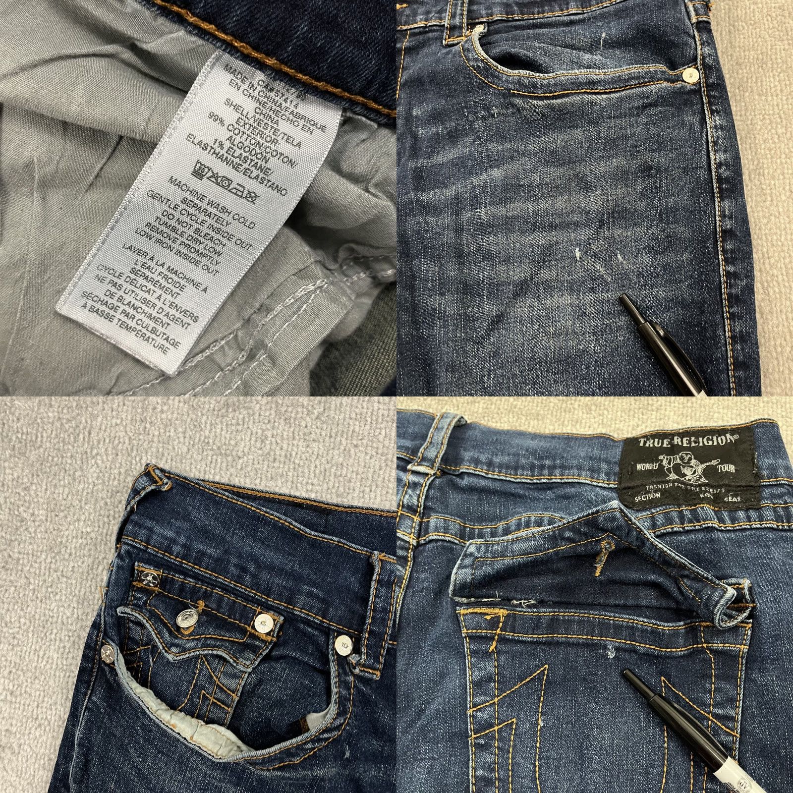 True Religion TRUE RELIGION Ricky Jeans Mens 38 x 31 Blue Relaxed Straight Stretch Flap Pocket Denim 5-Pocket Design Mens Jeans Ricky 90s Grunge Hip Hop - blue Size US 38 / EU 54 - 8 Thumbnail