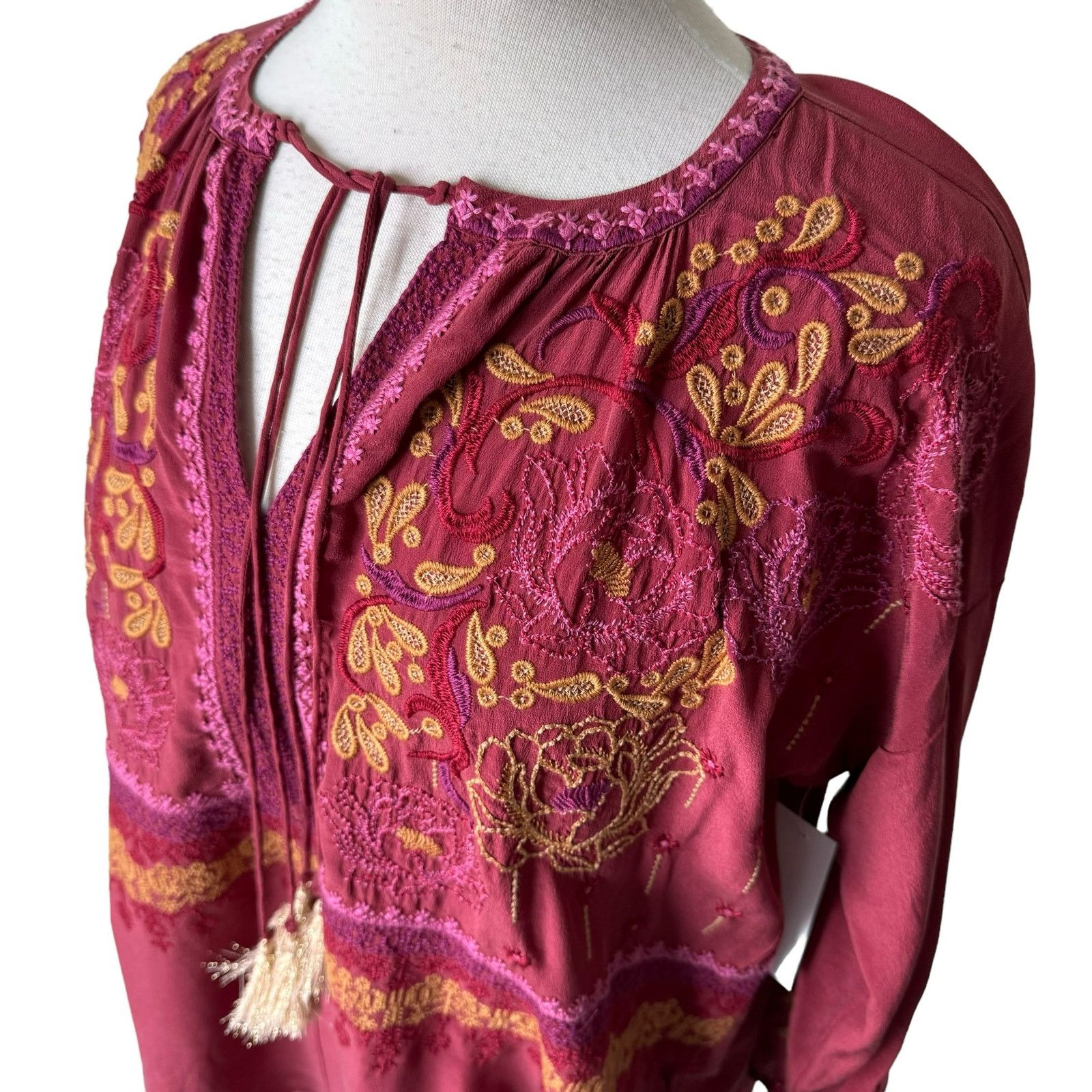 Johnny Was JOHNNY WAS PEYTON TUNIC 100% Silk Currant Size MEDIUM NWT Size M / US 6-8 / IT 42-44 - 10 Thumbnail