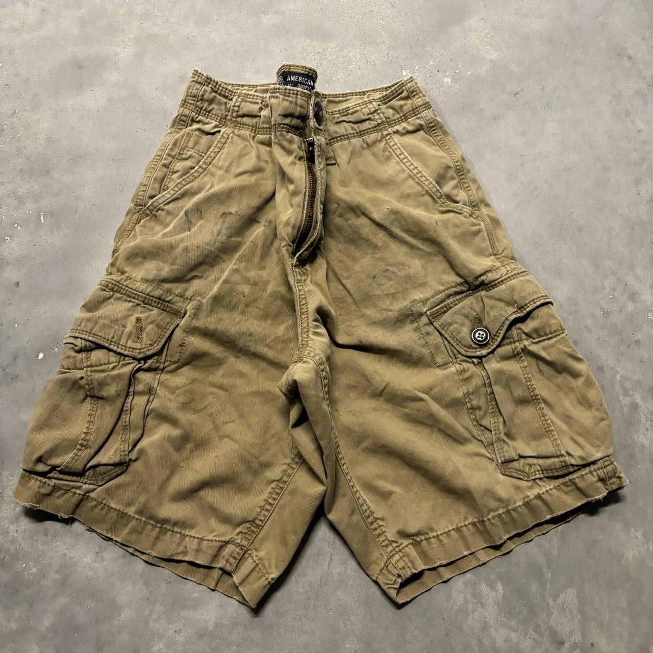 Japanese Brand × Vintage Crazy Vintage Y2K/2000s Baggy Brown Skater Style Cargo Shorts! Size US 30 / EU 46 - 1 Thumbnail