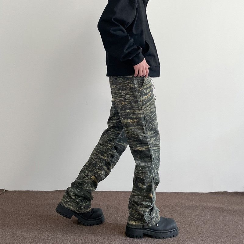 Japanese Brand Army Green Camo Graphic Stack Pants Size US 30 / EU 46 - 2 Thumbnail
