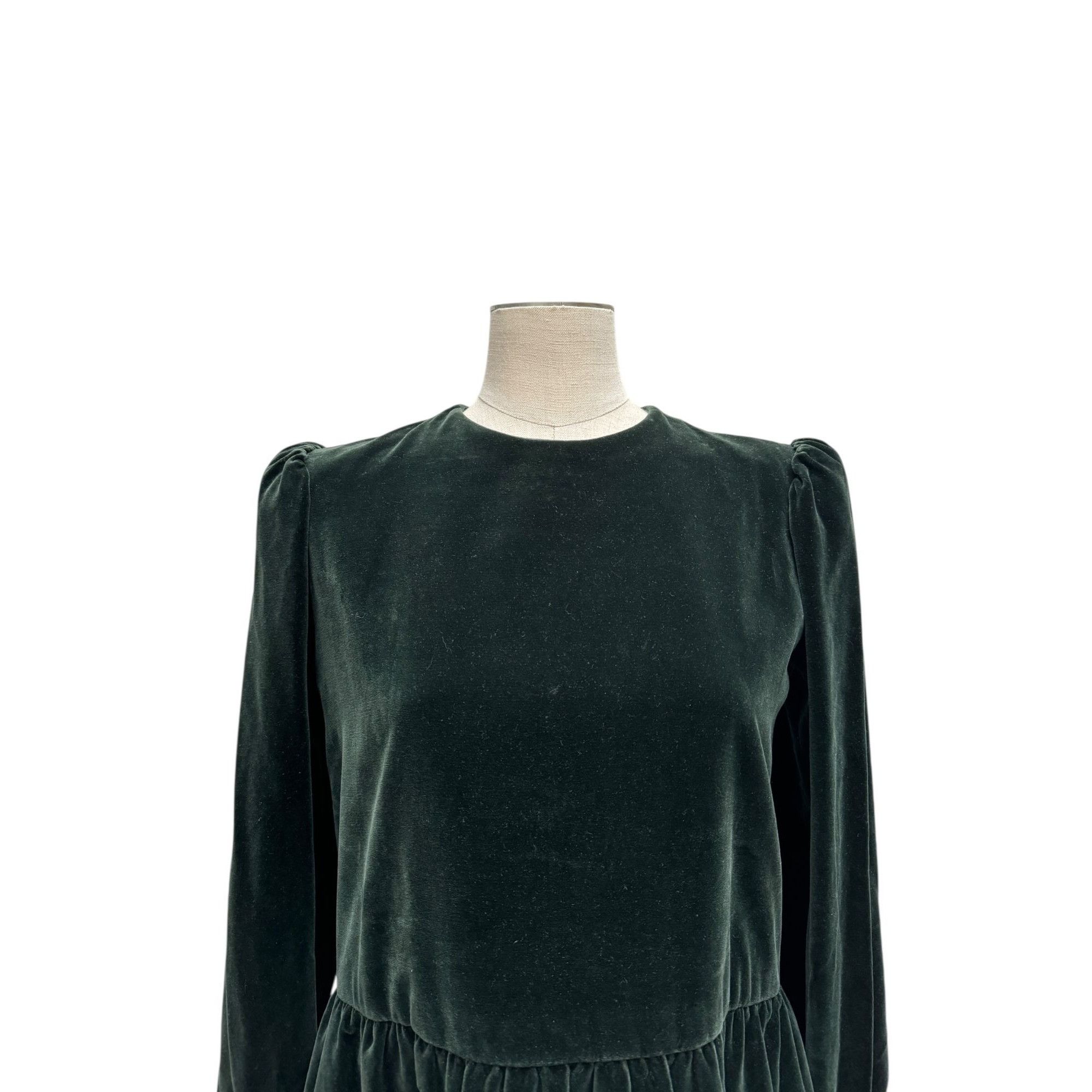 Yves Saint Laurent 1980s Emerald Green Velvet Dress Size M / US 6-8 / IT 42-44 - 3 Thumbnail