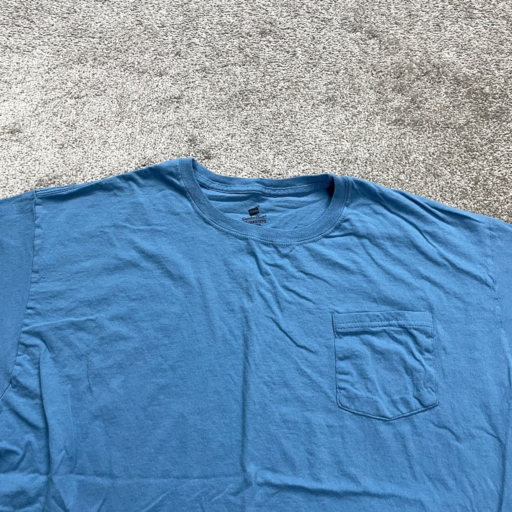 Hanes VINTAGE Hanes Comfortsoft T-Shirt Mens 2XL Blue Crew Neck Short Sleeve Tee Size US XXL / EU 58 / 5 - 3 Thumbnail