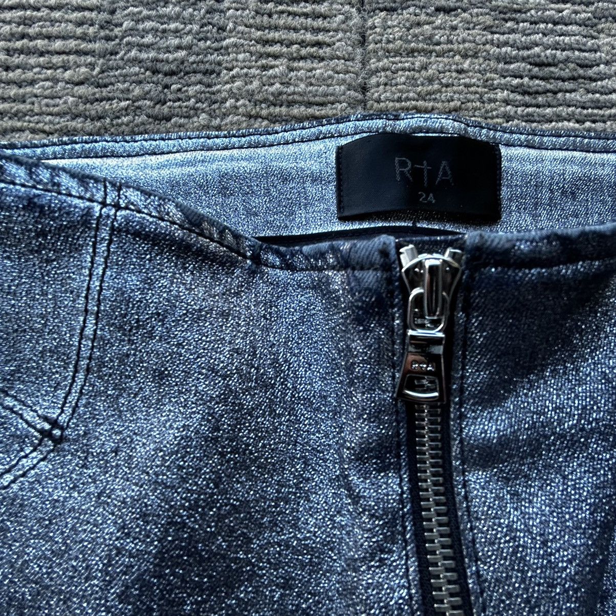 Rta RtA Silver Metallic Madison Coated Zip Detailing Pants Size 24" / US 00 / IT 34 - 7 Thumbnail