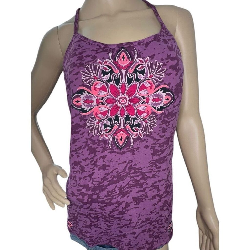 Athleta Athleta Boho Athletic Razorback Tank Top With Floral Design Size L / US 10 / IT 46 - 1 Thumbnail