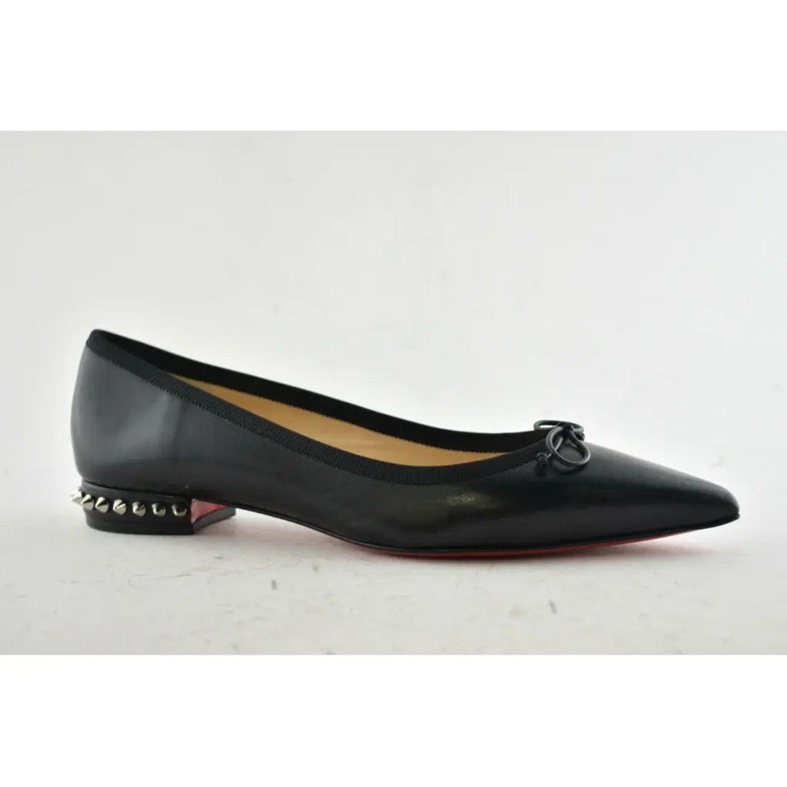 Christian Louboutin Christian Louboutin Hall Flat Black Leather Spike Pointed Size US 7.5 / IT 37.5 - 2 Thumbnail