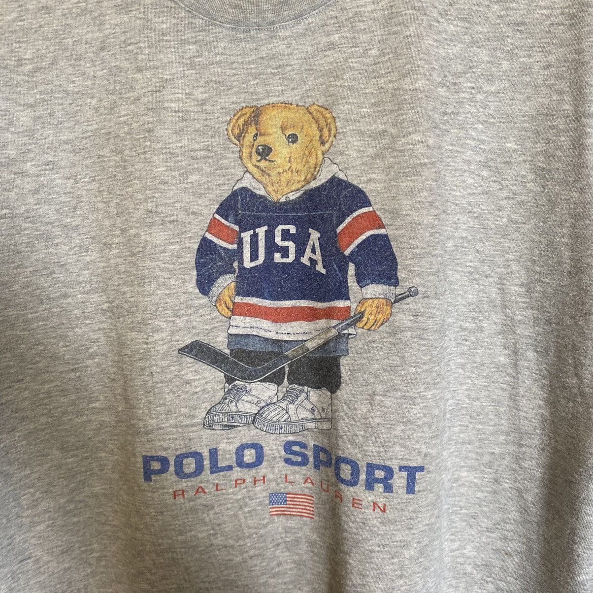 Polo Ralph Lauren × Vintage Polo Bear Polo Ralph Lauren Bear Grey Tee Shirt Sz Large Size US L / EU 52-54 / 3 - 5 Thumbnail