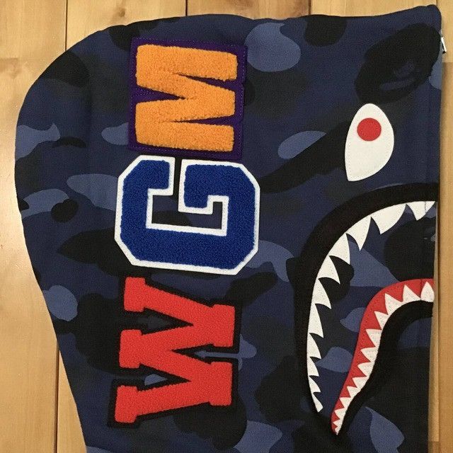 Bape BAPE Navy x Blue camo shark full zip hoodie a bathing ape Size US M / EU 48-50 / 2 - 4 Thumbnail