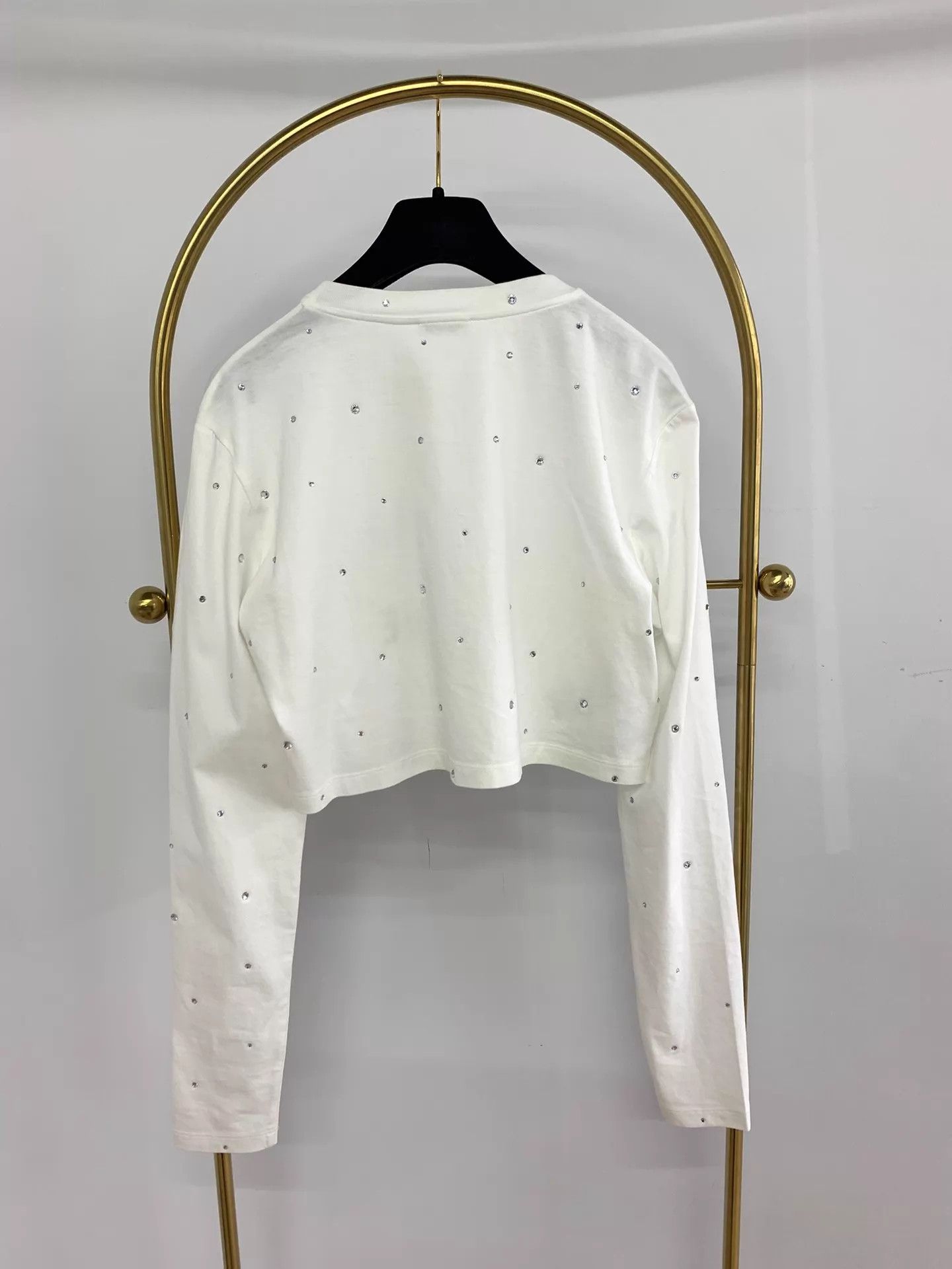 Miu Miu MIU MIU White Crystal Embellished Long Sleeve T XS New Size XS / US 0-2 / IT 36-38 - 3 Thumbnail