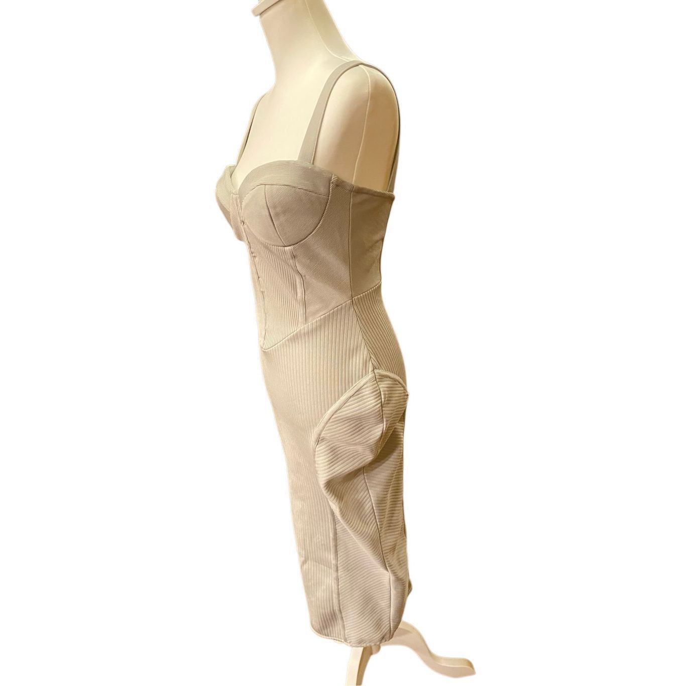knit midi dress beige Cream Asymmetrical Tassel Hem Knit Midi Dress