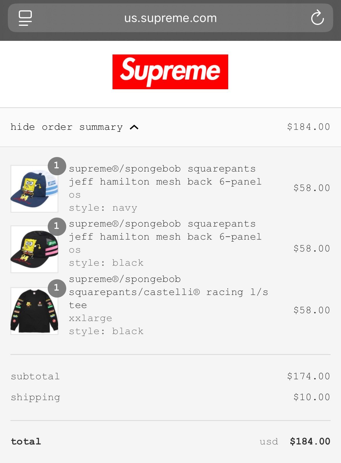 Supreme SpongeBob SquarePants Jeff Hamilton Mesh Back 6-Panel White Size ONE SIZE - 4 Thumbnail