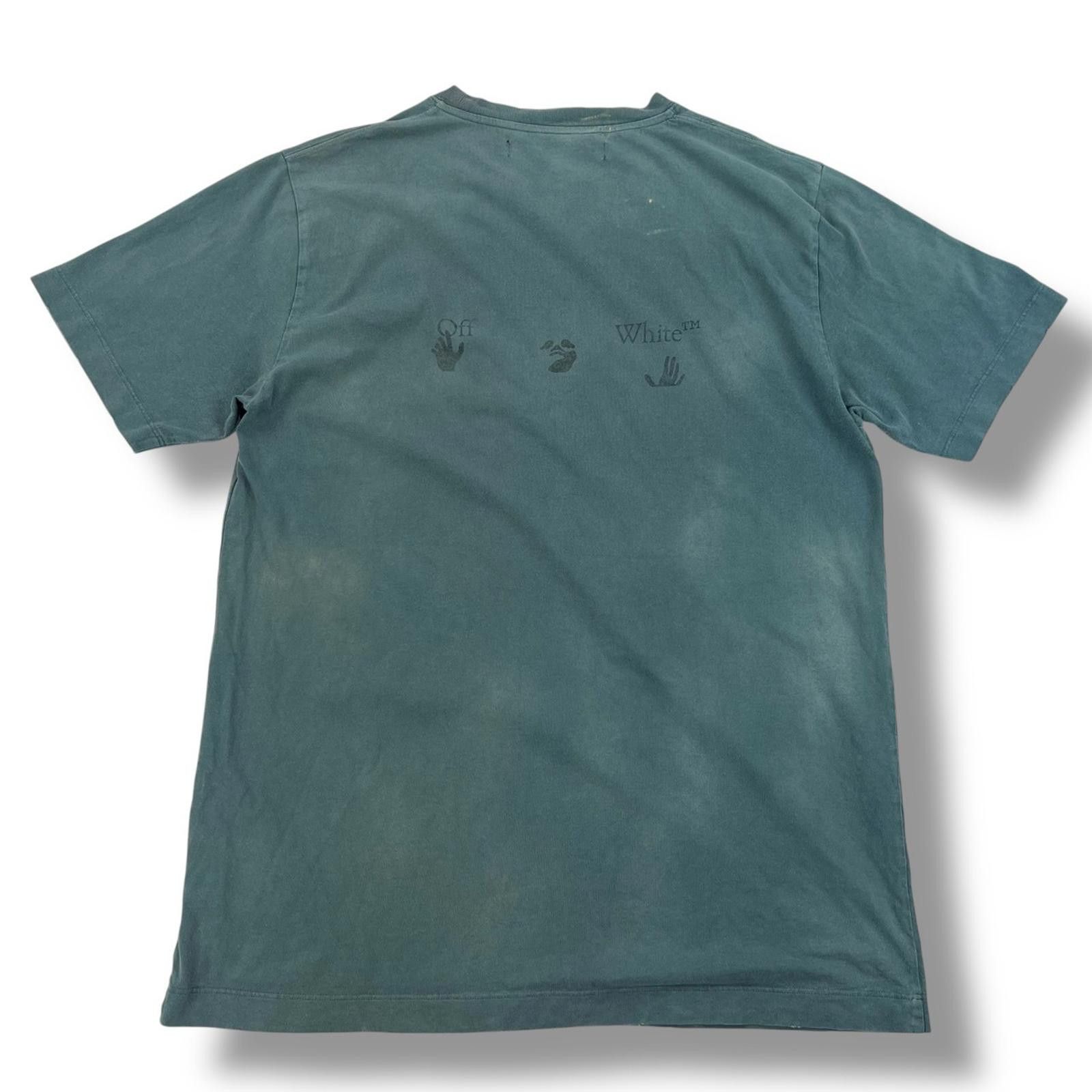 Off-White Off-White Hand Print Distressed Teal T Shirt Size US XL / EU 56 / 4 - 3 Thumbnail