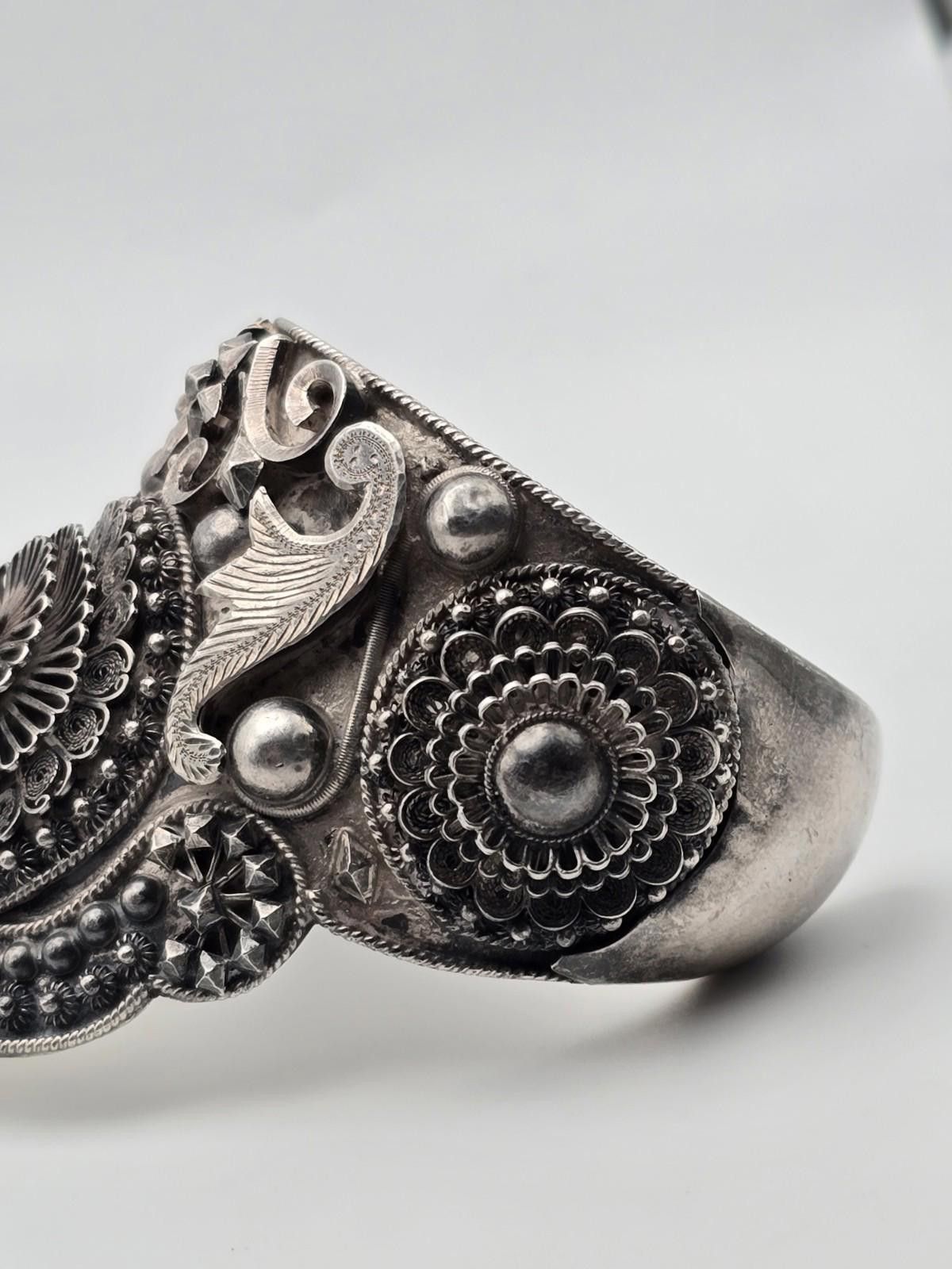 Other Vintage Sterling Silver Dancer’s Cuff Ornate Filigree 30-50s Size ONE SIZE - 3 Thumbnail