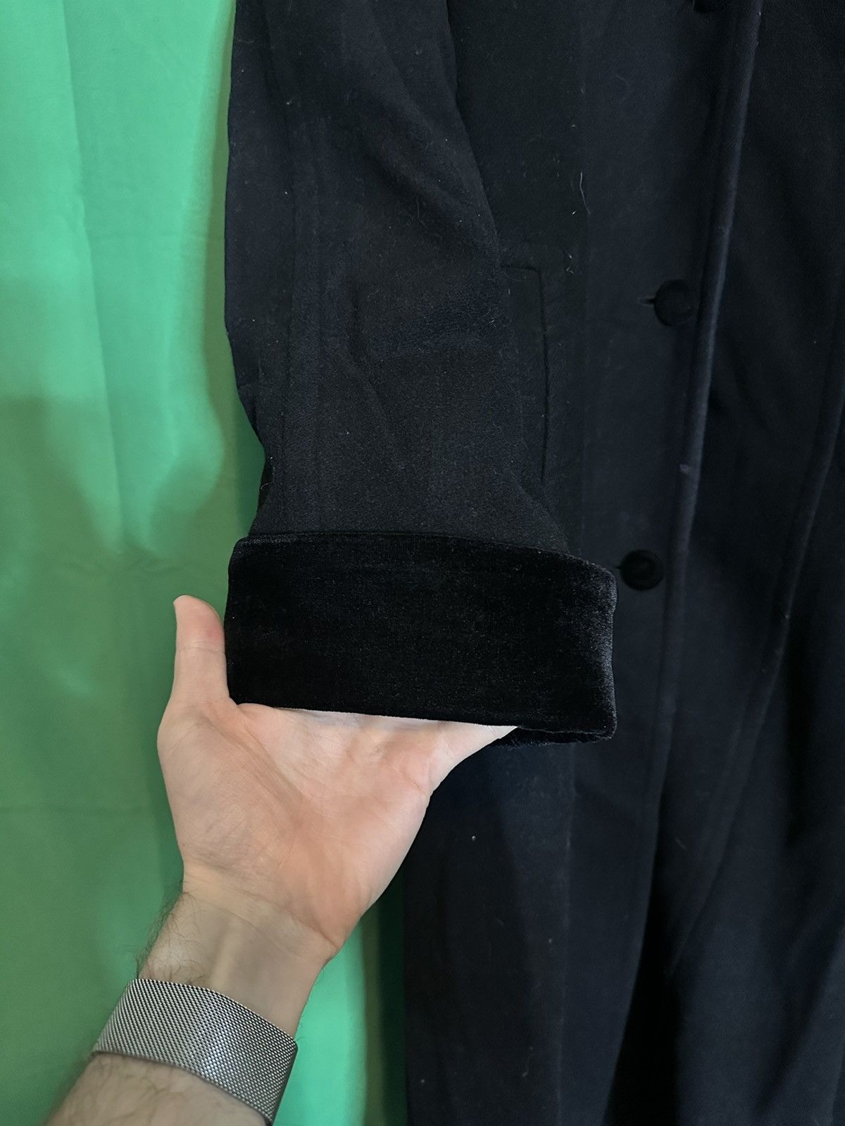Halston Vintage runway black velvet floor length coat Size XL / US 12-14 / IT 48-50 - 3 Thumbnail