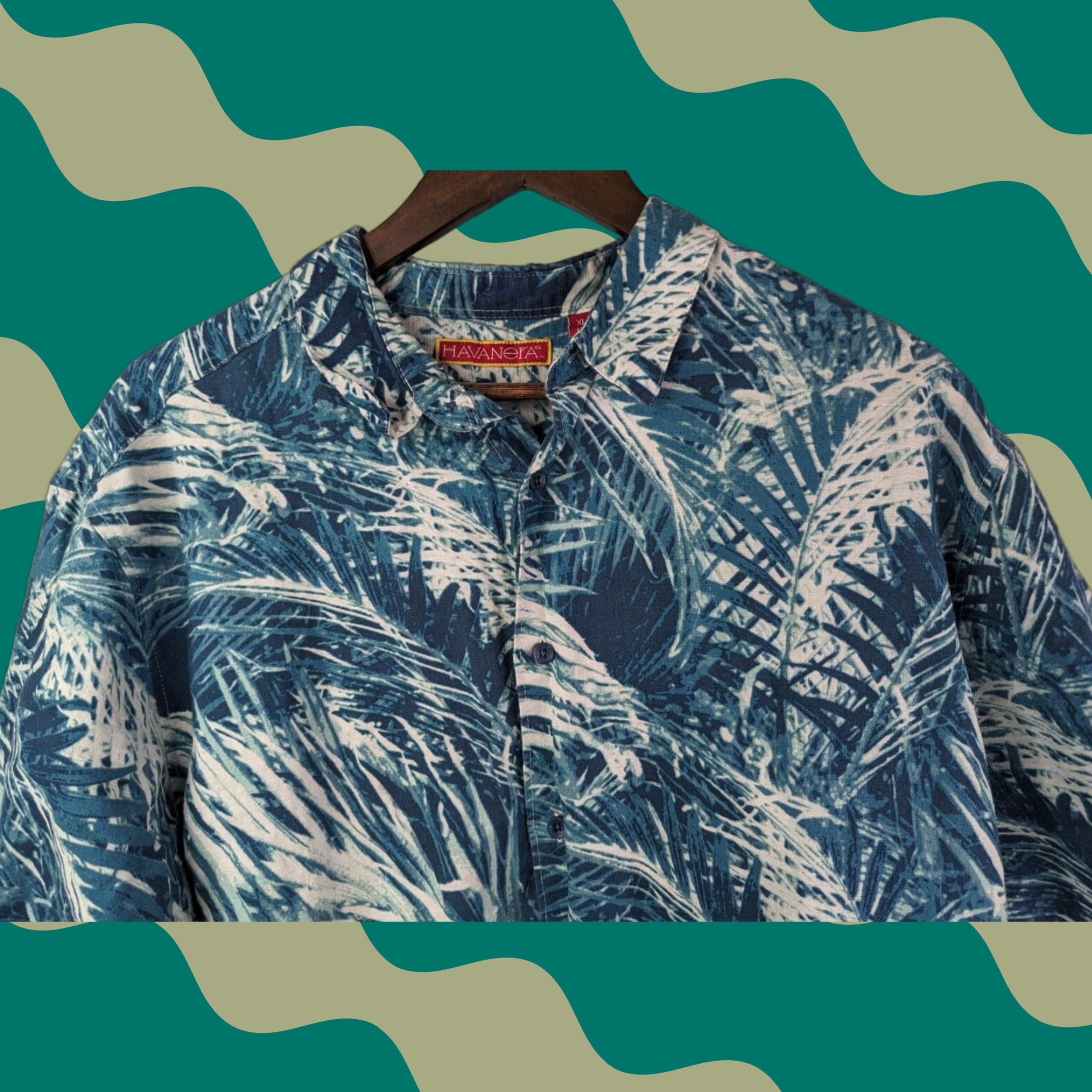 AQUA Havanera Aqua Tropical Hawaiian Linen Blend Short Sleeve Button Up Shirt Mens XL Size US XL / EU 56 / 4 - 1 Thumbnail