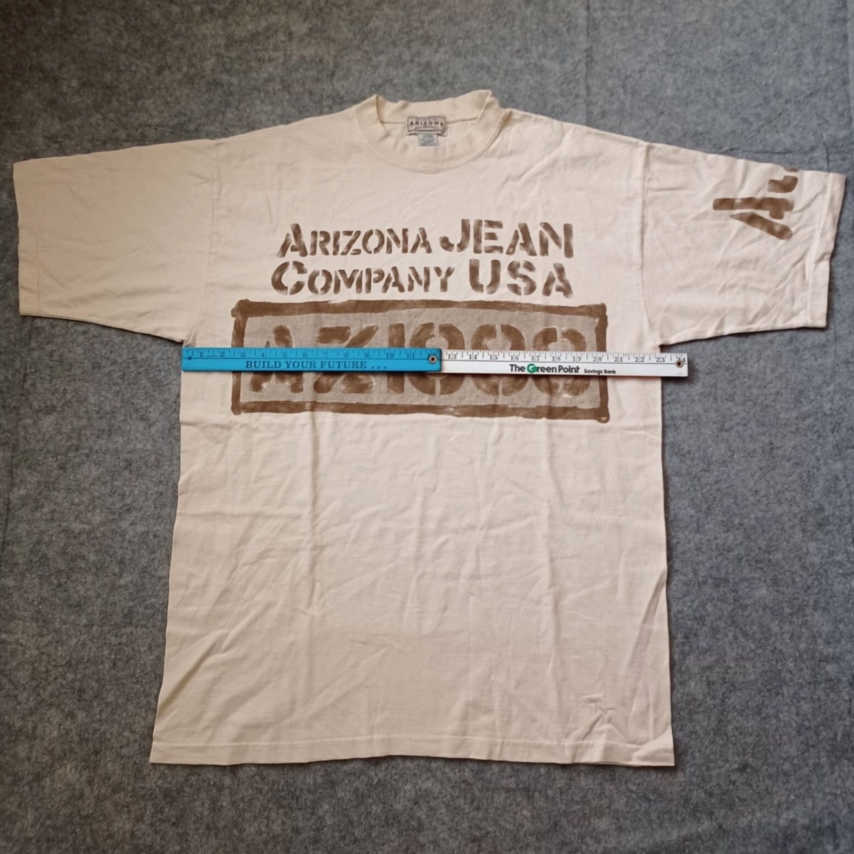Vintage VINTAGE AriZona Jeans Co T Shirt L Beige 100% Cotton Retro Deadstock USA Graphic Print Crew Neck Short Sleeve Men 90s Streetwear Size US L / EU 52-54 / 3 - 4 Thumbnail