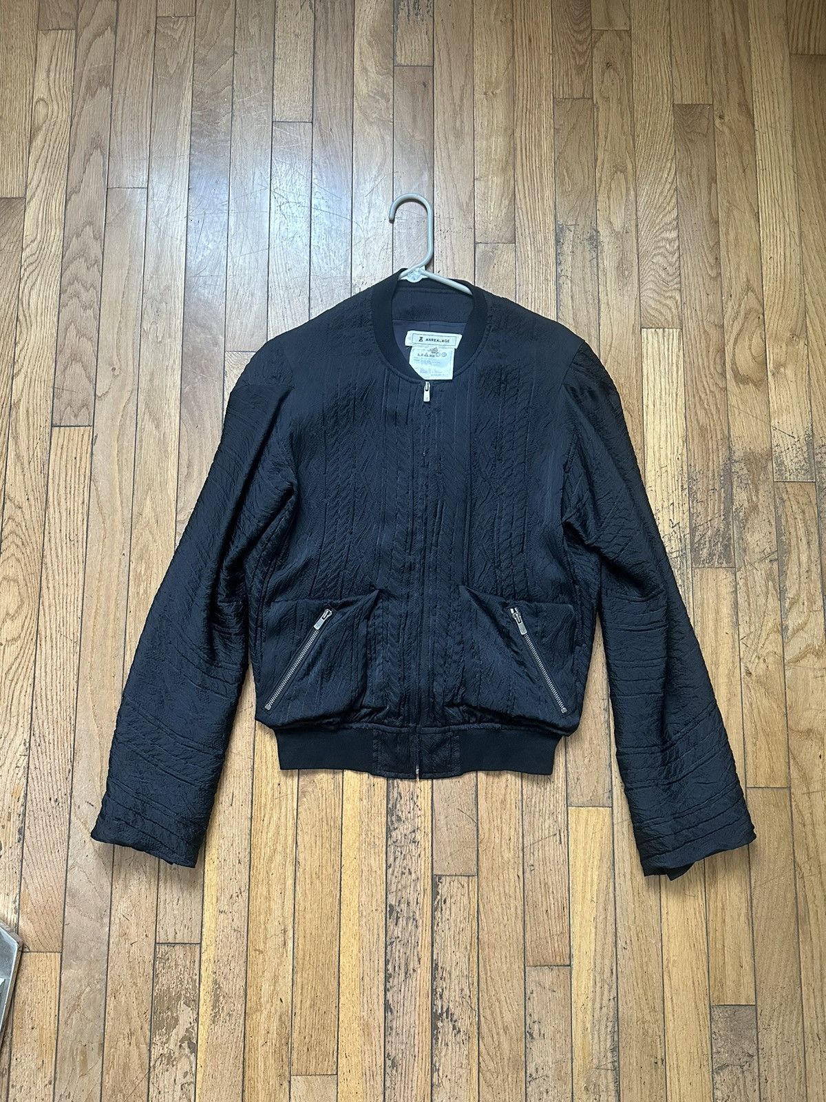 image of Anrealage Ss2012 “Shell” Bomber Jacket in Black, Men's (Size Medium)