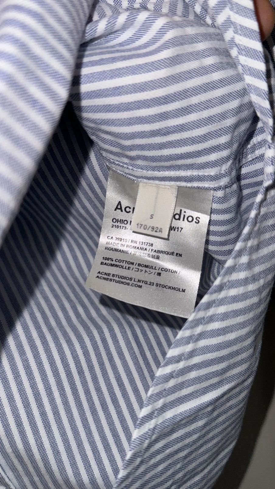 Acne Studios Acne Studios blue stripped shirt Ohio Face AW17 button up Size US S / EU 44-46 / 1 - 6 Thumbnail