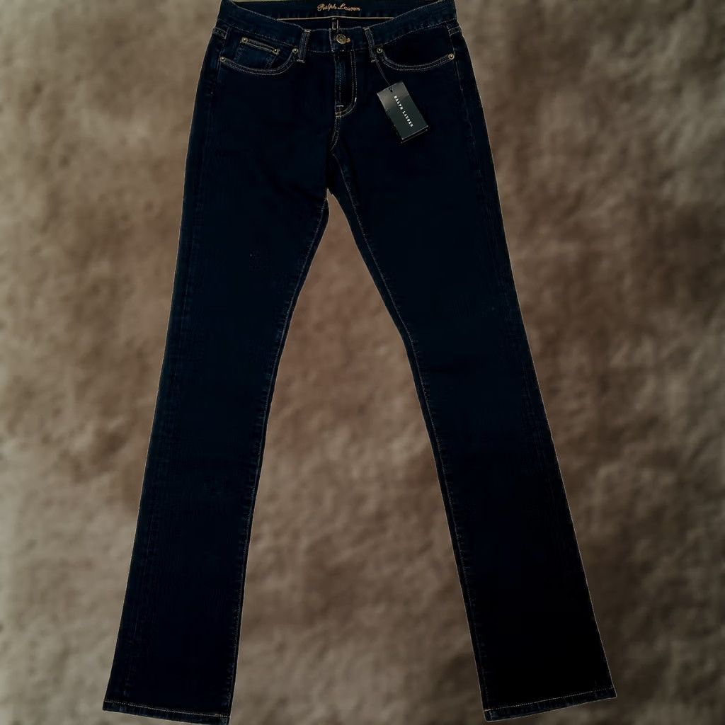 Ralph Lauren VINTAGE? No. Ralph Lauren Low Rise Straight Leg Denim Jeans Dark Wash 29 Tall 34” Inseam NEW Size 29" - 1 Thumbnail