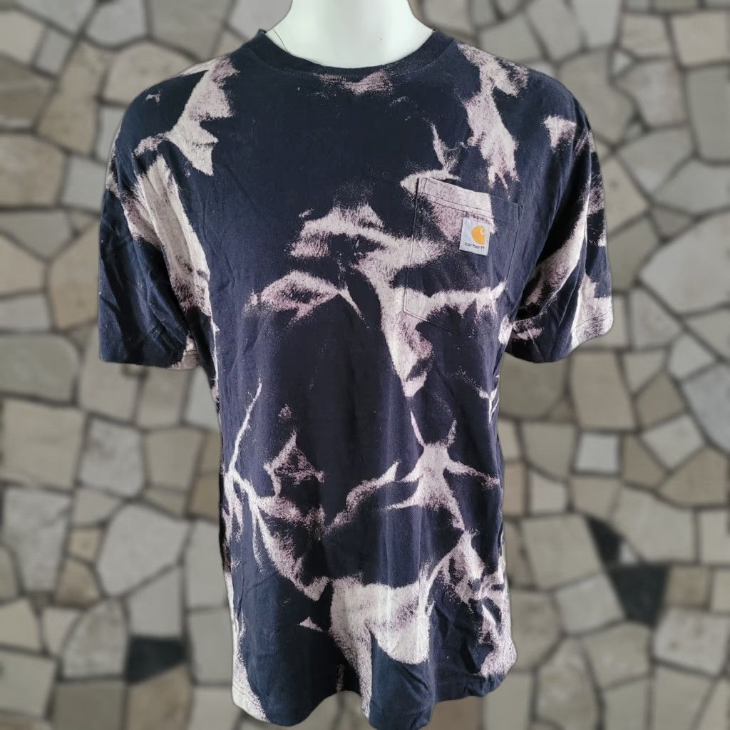 Carhartt VINTAGE Carhartt T-Shirt Navy Blue | Front Pocket Logo | Size L | Tie-Dye | Men Size US L / EU 52-54 / 3 - 1 Thumbnail