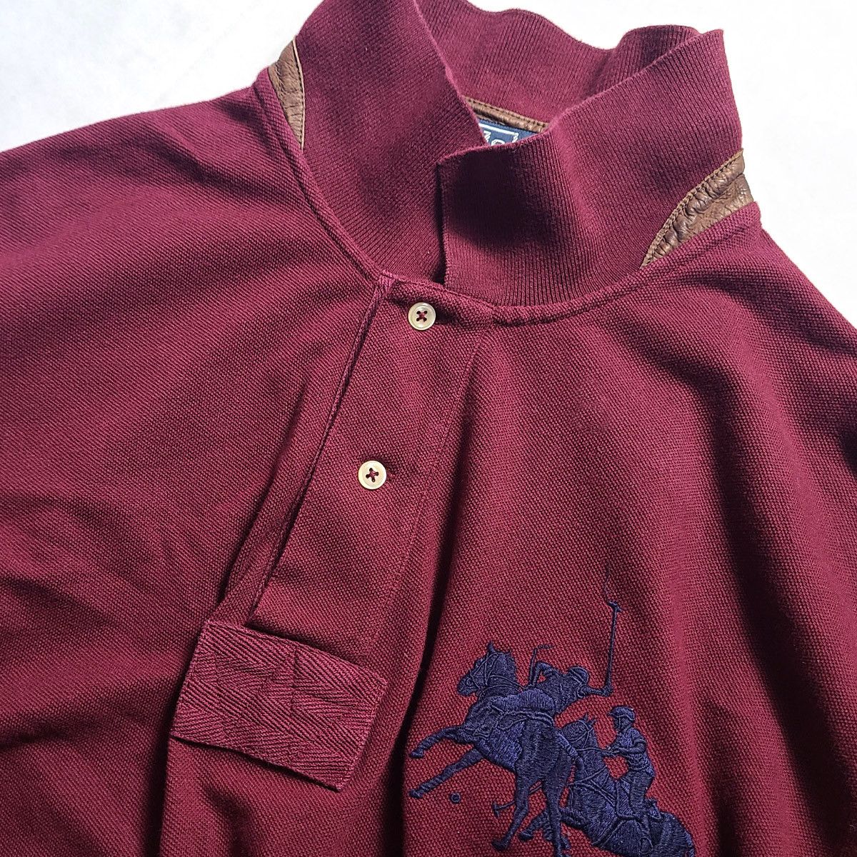 Polo Ralph Lauren × Vintage Long Sleeve Polo Dual Match Leather Edition Size US XXL / EU 58 / 5 - 4 Thumbnail