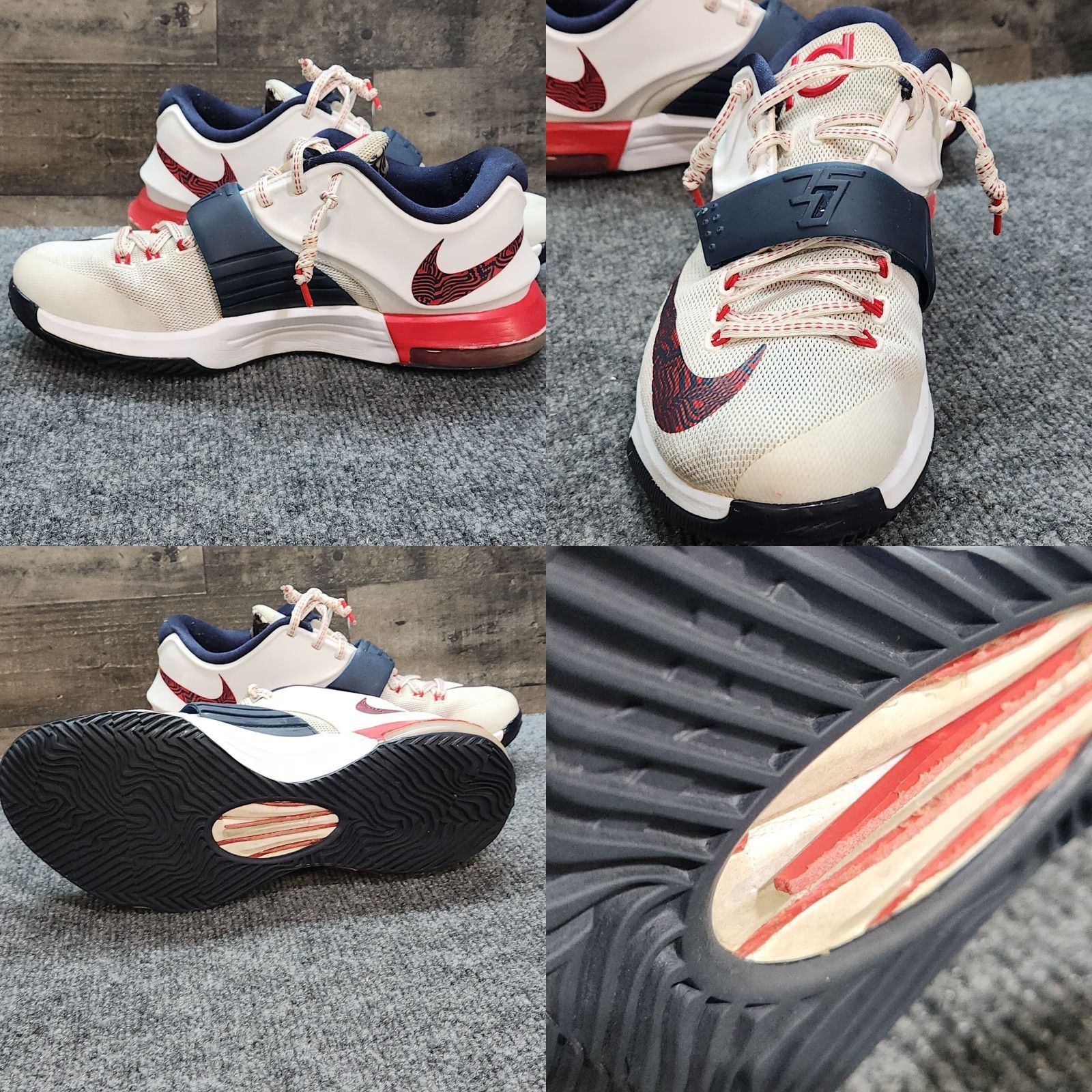 Nike Nike KD VII 653996-146 2014 Size 8.5 Red White and Blue Zoom Sneaker Men Basketball USA Team Nike KD V11 Size US 8 / EU 41 - 8 Thumbnail