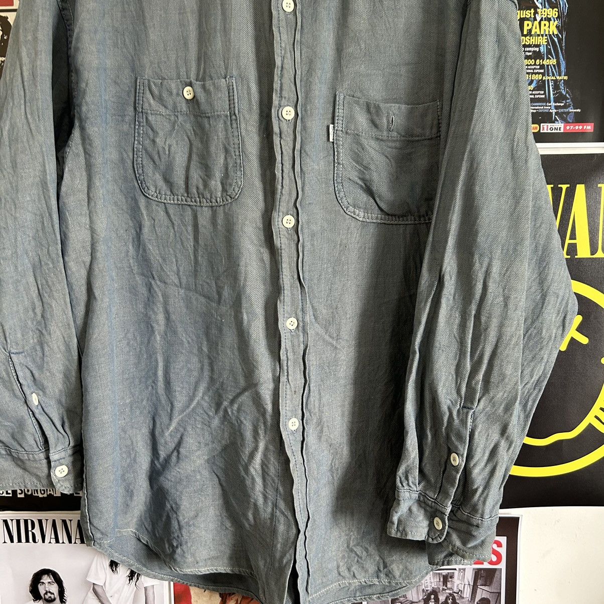 Vintage Vintage Synaps Hand Made Denim Button Down Long Sleeve Shirt Size US XL / EU 56 / 4 - 3 Thumbnail
