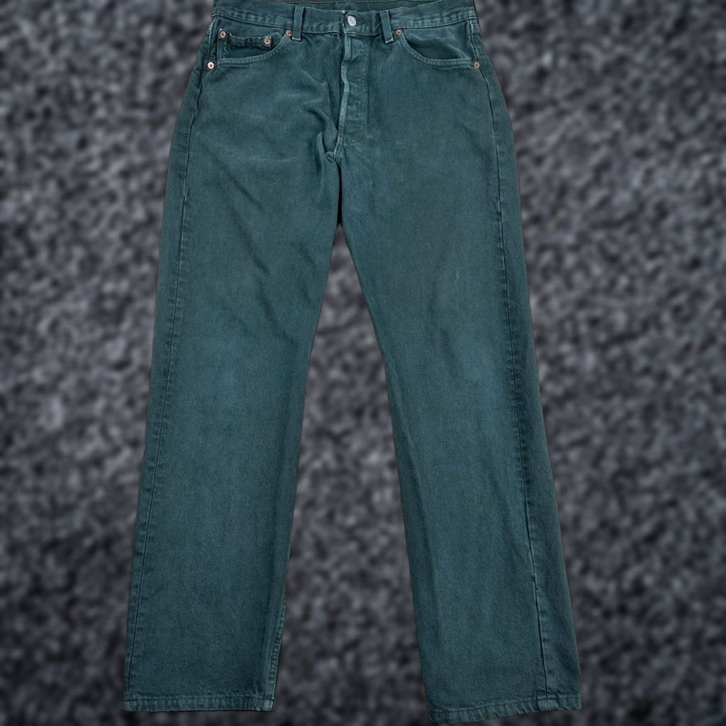 VINTAGE Levi's 501 Jeans Men 32x32 Dark Green Button Fly Denim USA 90s Grunge Retro 501 Series Mens