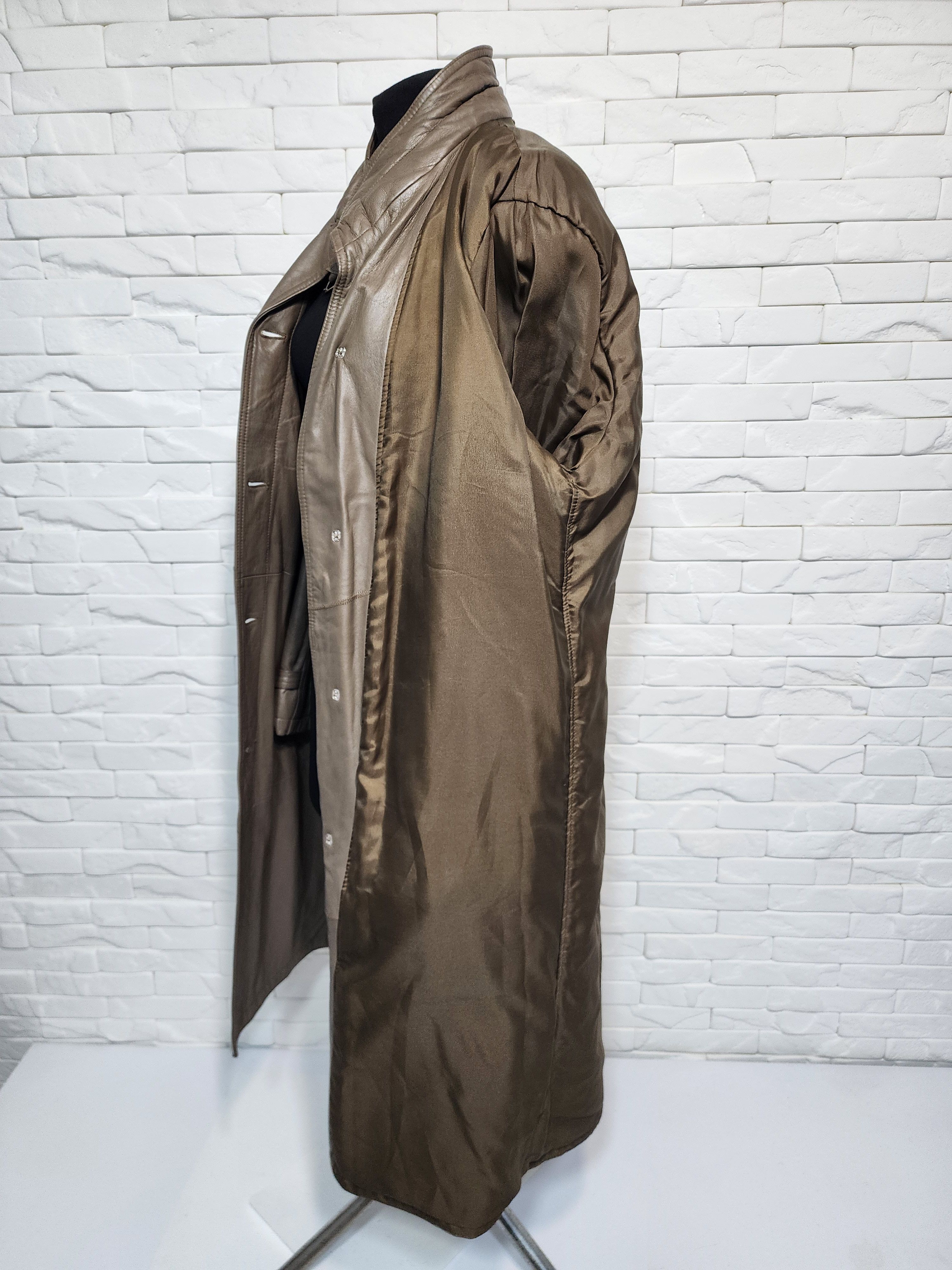 Designer Gray Genuine Leather Men's Coat with Belt Size US XXL / EU 58 / 5 - 9 Thumbnail