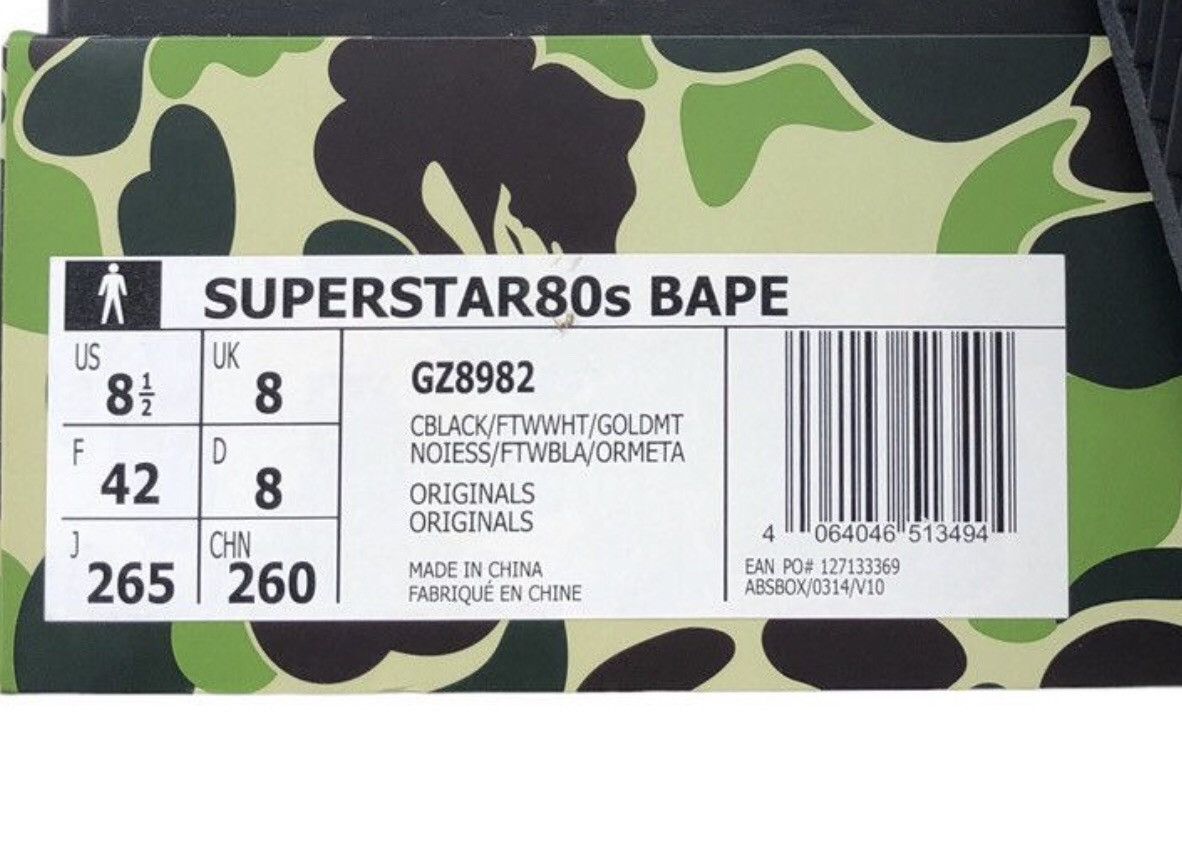 Adidas Bape x Adidas Superstar 80s Size US 8 / EU 41 - 16 Thumbnail