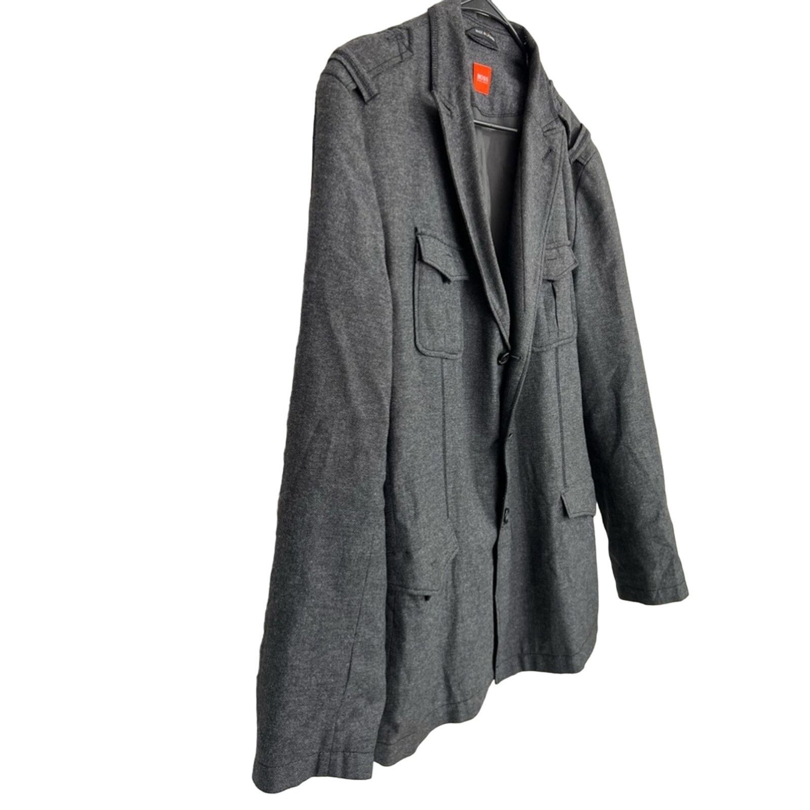 Hugo Boss 44R Hugo Boss Orange Men’s Jacket Gray Wool Blend Military Size 44R - 4 Thumbnail