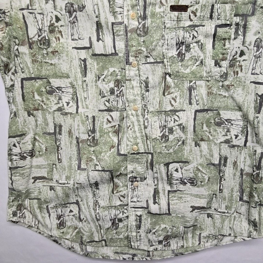 Woolrich Woolen Mills Woolrich Outdoor Golf Print Green Button Down L Golfer Shirt Size US L / EU 52-54 / 3 - 2 Thumbnail