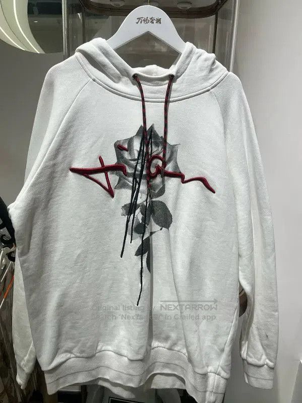 Dior Dior White Cotton Floral Long Sleeve Hoodie . Size L / US 10 / IT 46 - 1 Thumbnail