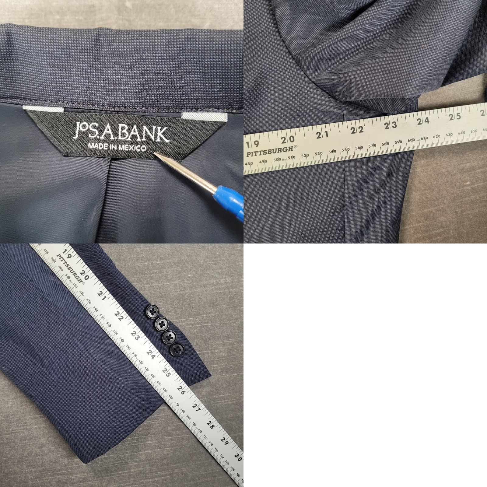Jos. A. Bank Jos A Bank Traveler Tailored Fit 44L Wool Suit Jacket Blazer Gray Two-Button Notch Lapel Long 4-Button Sleeve Men Size 44R - 8 Thumbnail