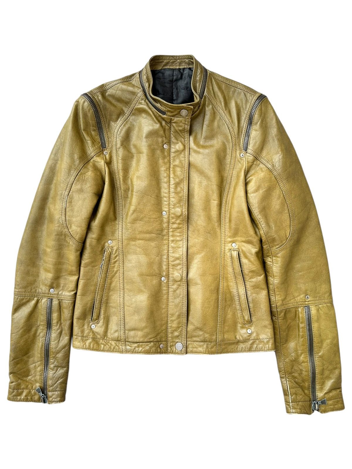 image of Neil Barrett x Puma Leather Jacket in Olive, Men's (Size Small)