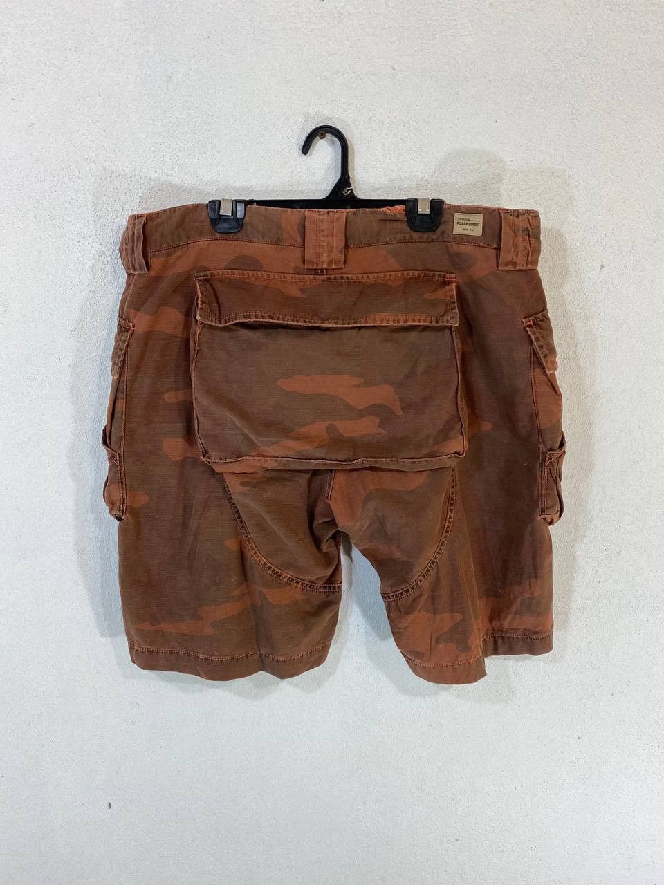 image of s Monkey Pants Cargo Shorts Camo Design in Orange Camo, Men's (Size 37)