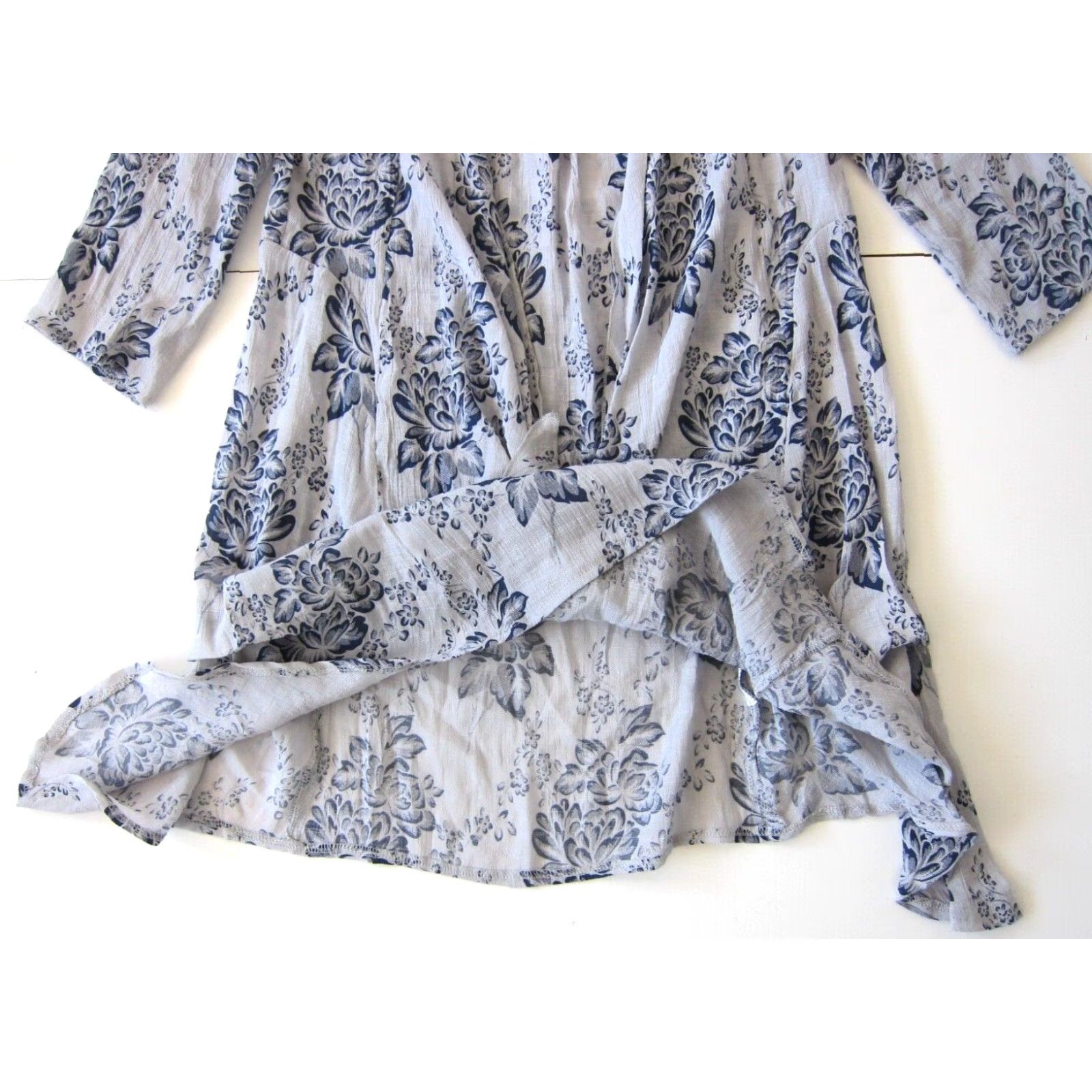 Vintage Christine Phillipe Rayon Blue Floral 3/4 Sleeve Tie Tunic Shirt Dress Small Size S / US 4 / IT 40 - 7 Thumbnail