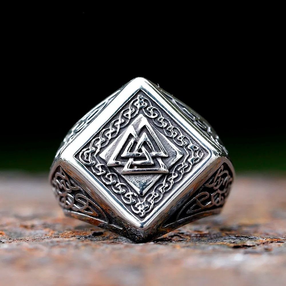 Jewelry Viking Valknut Amulet Ring Streetwear Jewelry Fashion Gift Size ONE SIZE - 3 Thumbnail