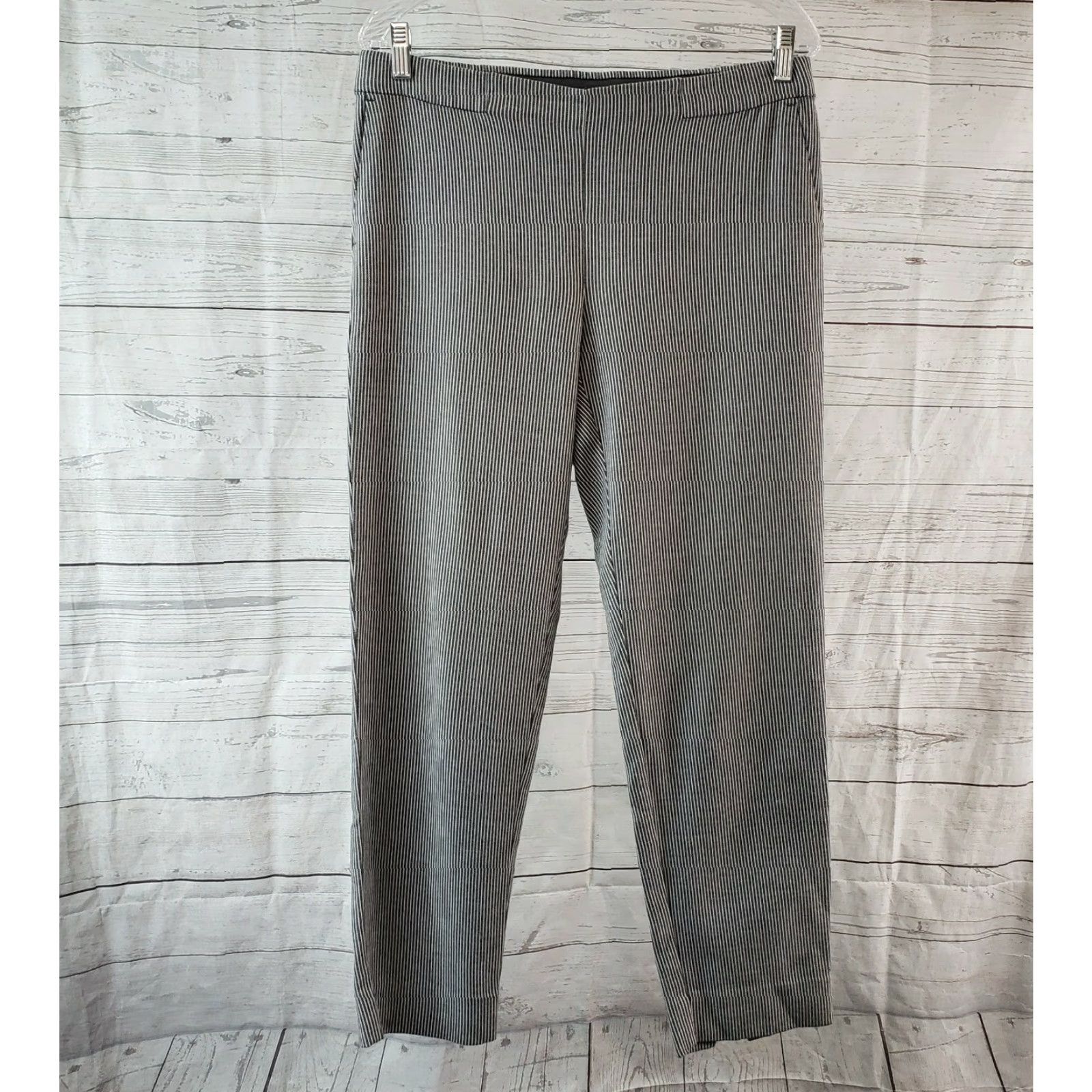 J. Jill J Jill Womens Essential Slim Ankle Pants Sz 8 Gray White Striped Elastic Waist Pants Girls? Size 30" / US 8 / IT 44 - 2 Thumbnail